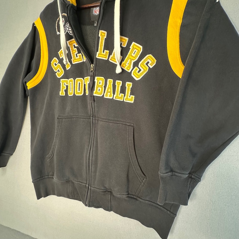 NFL Pittsburgh Steelers Football Black Full Zip Hoodie Mens Large‎ - Picture 12 of 16